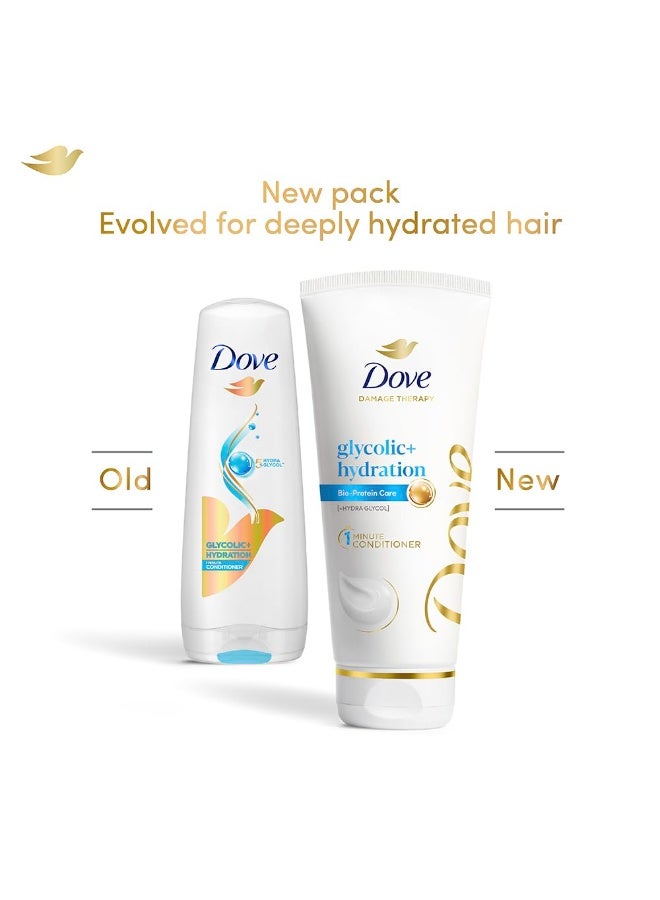 Dove Glycolic + Hydration Hair Conditioner with 5% Hydra-Glycol~ for dry stiff hair, for Upto 100 Hours of Hydrated^, Fluid Hair | 175ml - Image 2
